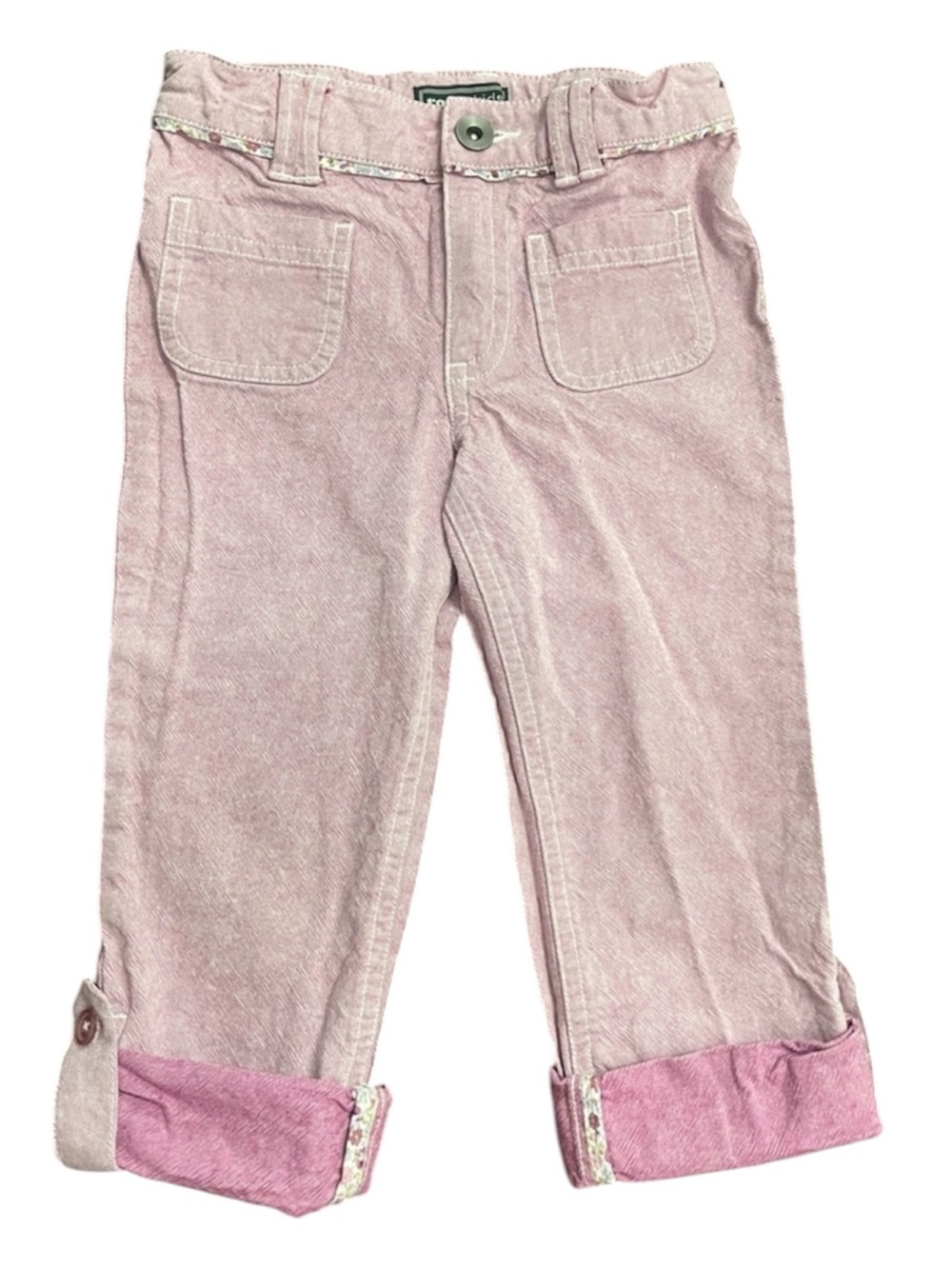Roots Girls Roll-Cuff Pants Pink Purple Floral 3T